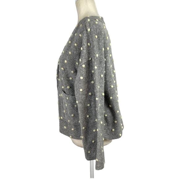 Madewell AG245 Texture & Thread Boxy Bobble Cropped Cardigan Small Polka Pom - Picture 10 of 16